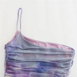 Yipinpay Purple Slip Bodycon Dress Women Ruched Tulle Long Dresses Women Summer Backless Sexy Dress Off Shoulder Night Party Dresses