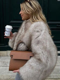 Yipinpay Fluffy Faux Fur Coat For Women Elegant Loose Long Sleeve Cardigan Jacket Female Luxury High Street Thick Lady Outerwear