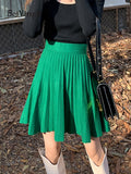 yipinpay 2023 Autumn Winter Short Pleated Knitted Skirts Women Kawaii High Waist Mini A-line Skirt Girls Slim Elegant Faldas