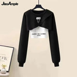 Yipinpay Spring Autumn Women's Tracksuit Set Korean Fashion Short Long-sleeved Sweater+Vest+Casual Wide Leg Pants Three-piece Suit