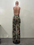 Yipinpay street casual digital printed Cargo straight-leg pants women fashion Street hipster hollow camouflage trousers