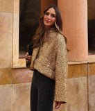 Yipinpay Sequin Gold Bomber Jacket For Women Loose Stand Collar Long Sleeve Coat 2023 Autumn Winter Street Female Outwear Jackets