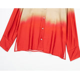 Yipinpay Tie Dye Women Shirts And Blouses Satin Long Sleeve Top Women Loose Summer Blouses Woman 2023 Streetwear Button Up Shirt