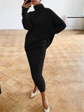 Yipinpay Knitted 2 Piece Outfit Set Casual Long Sleeve Sweater Top And Pencil Long Skirts Elegant Autumn Two Piece Sweater Sets