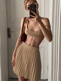 Yipinpay Summer Sleeveless Tank Top And Mini Pleated Skirt Sets Beach Outfits Knit Set Women 2 Piece Sets Sexy Party Dress Suit