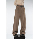 yipinpay Womans Pants High Waist Vintage Advanced Sense Straight Trouser 2023 American Style Chic Design Baggy Wide Leg Suit Pants