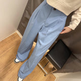Yipinpay Gray Striped Pants Women High Waist Baggy Pants Woman Office Casual Summer Women's Pants Y2k Streetwear Wide Leg Trousers