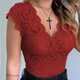 Yipinpay Womens V Neck Sexy Lace Casual Vest Tank Tops Ladies Slim Fit Sleeveless Stretch Shirt High Quality Clothing 2024