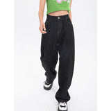 yipinpay Jeans High Waist Summer Wide Leg Denim Trouser Baggy Street Chic Design Ladies Casual Black Vintage Straight Jean Pants