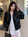Yipinpay Black Leather Jacket Women Punk Streetwear Biker Zipper Leather Coat Female Winter High Street Faux Leather Jacket 2023