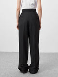 Yipinpay 18 Spring Summer Black Ladies Office Trousers Women High Waist Pants Pockets Female Pleated Wide Leg Pants Solid 2023