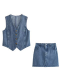 Yipinpay 2024 Women Blue Denim Waistcoat Sexy Sleeveless Single Breasted Female Summer Vest Top