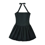 Yipinpay Sexy Elegant Women Chic Backless Halter Black Dress Summer Female Party Mini Robe