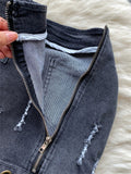 Yipinpay Trend High Street Denim Suits Backless Sleeveles Halter Y2K Top+ Zipper Pleated Mini Skirt Hollow Out Two Pieces Sets