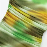 Yipinpay Print Tulle Long Dress Women Ruched Bodycon Dress Women Semi Sheer Mesh Summer Dresses Woman 2023 Sleeveless Midi Dresses