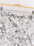 Yipinpay 2023 Sequin Skirt Women Glitter Silver Short Skirt Woman Fashion High Waist Mini Summer Skirts Shiny Sexy Women's Skirts