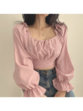 Yipinpay Blouse French Elegant Sweet Jumper 2024 New Korean Cute Age Reduction Retro Bow Top Fashion Trend Versatile Female Wear