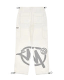 Yipinpay Y2K Cargo Pants Men Retro Loose Pocket Wide-Leg Pants High Waist Straight Loose Men And Women Harajuku Mopping Overalls