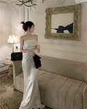 Yipinpay Temperament Dresses Women French Style Chic Sleeveless Slim Belt Sexy Mermaid Dress Vintage Backless Party Ladies