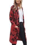 Yipinpay Autumn Winter Long Leopard Cardigan Women Knitted Sweater Oversized Coat Colorful Long Sleeve Women's Clothing Female Robe
