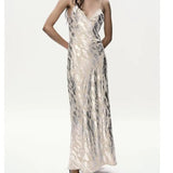 Yipinpay Sexy Women Fashion Backless V Neck Sleeveless Slip Dress Party Long Vestidos