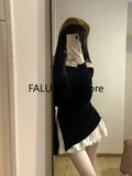 Yipinpay Quality Outfits 2 Piece Skirt Set Slash Neck Luxury Long Sleeved Top + Elastic Waist A-Line Skirt Coquette Autumn Winter