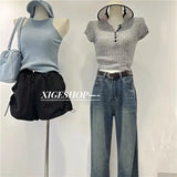 Yipinpay Shorts Women Summer Spicy Girl High Waist Loose A-line Versatile Wide Leg Drawstring Quick Dried Casual Short Pants