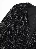 Yipinpay Black Sequin Dress Woman Glitter Velvet Blazer Dress Women Long Sleeve Short Dresses Autumn Winter Elegant Party Dresses
