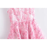 Yipinpay Sweet Women Pink Floral Print Sexy Sling Mini Dress Sleeveless Female A-line Mini Summer Dresses Holiday Robe