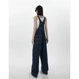 Yipinpay Womens Vintage Denim Overalls Winter Streetwear Fashion Casual Baggy Jeans Bib Rompers Straight Denim Trousers Korean Ladies