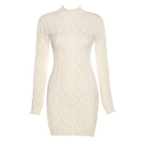 Yipinpay Knitted Sweater Dress Evening Party Fall Winter Clothes 2023 Vintage Sexy Bodycon Backless Long Sleeve Dress Night Club