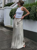 Yipinpay Summer For Women Maxi Skirt Slim Loose Lace-Up Elegant Fashion Party Outfits Skirt Solid High Waist Casual Long Skirt Y2k