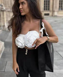 Yipinpay New Womens Crop Camisoles Spaghetti Straps Gloves Shaped Design Open Back Tie-Up Vest Camis Tops Casual Style S M L