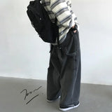 Yipinpay Streetwear Multi-pocket Jeans Loose Plus Size 5XL Wide Leg Pants Japanese Harajuku Casual Denim Trousers Men Clothing