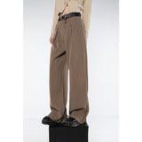 yipinpay Womans Pants High Waist Vintage Advanced Sense Straight Trouser 2023 American Style Chic Design Baggy Wide Leg Suit Pants