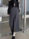 Yipinpay Irregular Long Skirt Women Vintage Y2K High Waist A-line Patchwork Pleated Skirt School Casual 90s Streetwear Summer