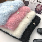 Yipinpay Cashmere Camisole Tops Korean Fashion Fleece Short Pink Cardigan Knitted Coat Pull Sueter White Sweaters for Women 2 Sets