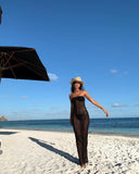 Yipinpay Knitted Maxi Strapless Beach Dress Bodycon Summer Black Hollow Out Sleeveless Party Dresses Sexy Club Backless New