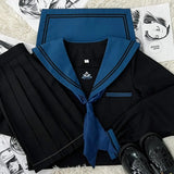 Yipinpay School Girl JK Uniform Skirts Suit Women Girl Bow Sailor Blouses Pleated Short Skirt Sailor Uniform JK Navy Costumes