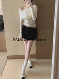Yipinpay Autumn Elegant Sweet Blouse Office Lady Casual Long Sleeve Knitted Sweater Women Evening Party Slim Y2k Top Korean Fashion