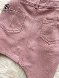 Yipinpay Denim Pink Sexy Women Sets Zipper Sashes Button Pocket Irregular Strapless Backless Top Denim Skirt Two Piece Set