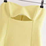 Yipinpay Cut Out Corset Dress Woman Yellow Off Shoulder Mini Dress Women Summer Sexy Short Dresses For Women Backless Party Dresses