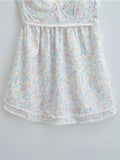 Yipinpay Sexy Women Lace Trim Floral Print Sling Dress Sleeveless Ladies Summer Holiday Party Mini Dress