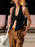 Yipinpay Floral V-Neck Backless Y2k Top Vest For Women Fashion Patchwork Sexy Crop top Solid Strapless Summer 2024 Female Tank Top