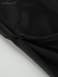 Yipinpay Elegant Women Black Long Skirts High Waisted Office Ladies Straight Skirts Summer 2023 Ruched Slim Split Skirts Lady