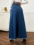 Yipinpay Autumn New Women's Denim Long Skirt Fashion Loose Spliced Denim Swing Skirt Female Casual Clothes XS-L Drop Shipping