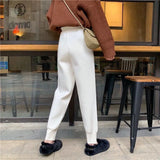Yipinpay Women pants autumn and winter black casual knitted pants loose elastic spring and autumn nine points Harlan radish pencil pants