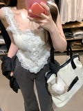 Yipinpay Spring Elegant Sweet Tank Top Women Party Slim Y2k Crop Top Office Lady Causal Outwear Sleeveless Korean Reviews Clothes
