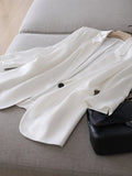 Yipinpay Summer New Japanese Fashion Shiny Acetate Satin Small Women's Blazers Jacket Elegant Designer Slim Saggy Silky Ladies Suit