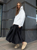 Yipinpay Elegant Women White Ball Gown Skirts Chic Women Party High Waist Midi Skirts Spring 2023 Pleated Long Skirts Female